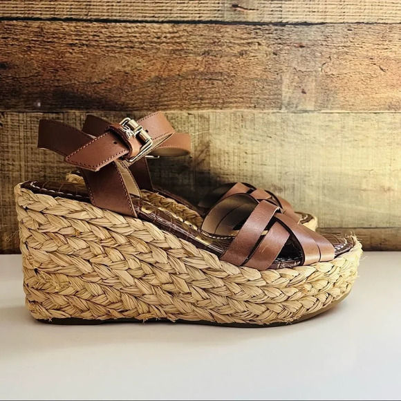NWOT Sam Edelman Darline Leather Braided Wedge Espadrille Platform Sandals - Picture 2 of 10
